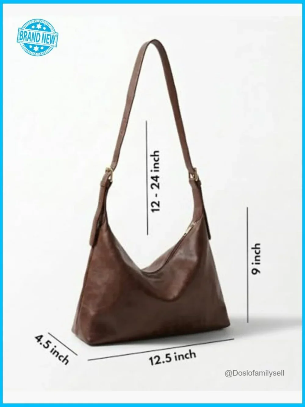 Slouchy Hobo Bag Vegan Leather Adjustable Straps Crossbody Shoulder Purse